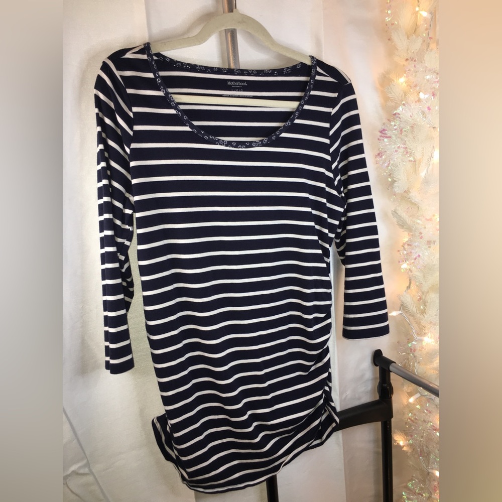 Motherhood Maternity | Women’s Blue/White Striped Blouse Top